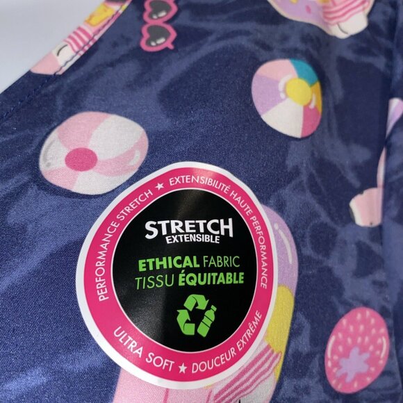 Hello Kitty by Sanrio Ladies Scrub Top Shirt Summer Beach Pool Theme Size XS - Picture 6 of 16